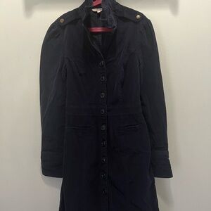 Women's Navy Button-Up Coat